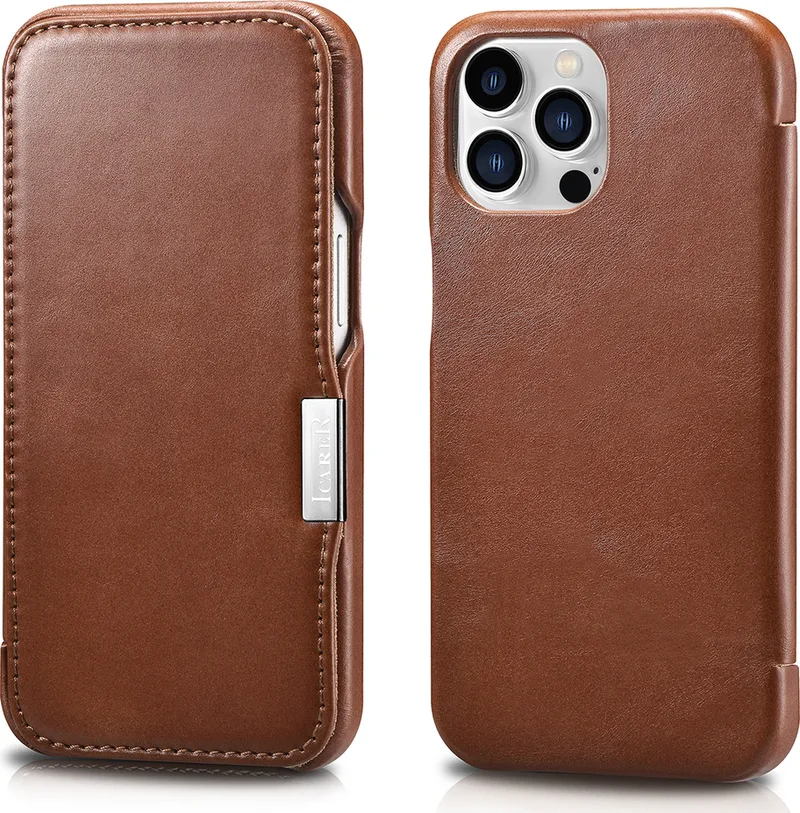 iCarer Vintage Series Side-Open Δερμάτινη Θήκη Apple iPhone 13 Pro Max - Brown (RIX1308-BN)