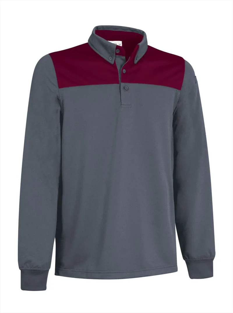 Μακρυμάνικο Polo Shirt HURRICANE Valento POVAHULGT Cement Grey-Mahogany Garnet
