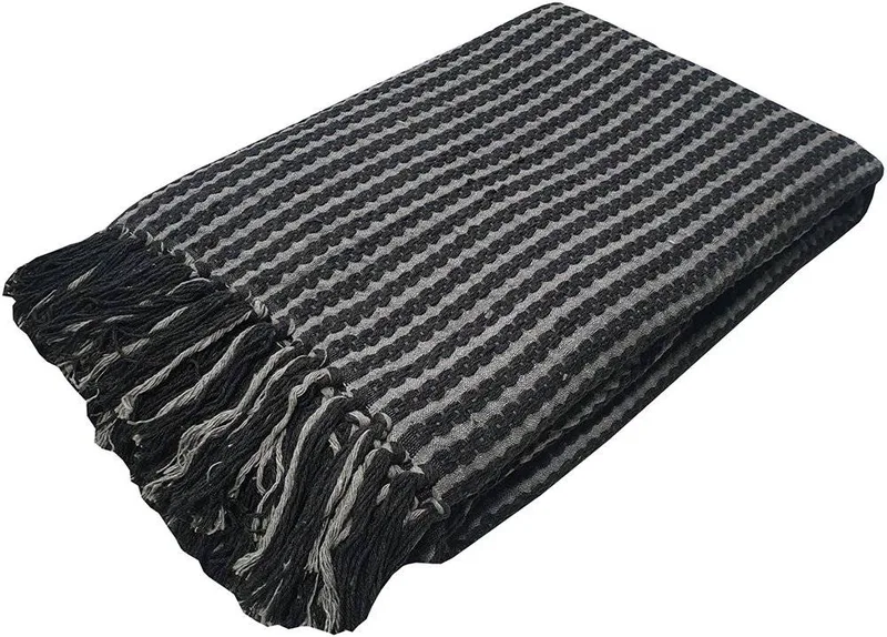 ΡΙΧΤΑΡΙ ΔΙΘΕΣΙΟ ΚΟΜΒΟΣ ΒΑΜΒΑΚΕΡΟ ΙΝΔΙΑΣ BLACK / LIGHT GREY (180CMX250CM)