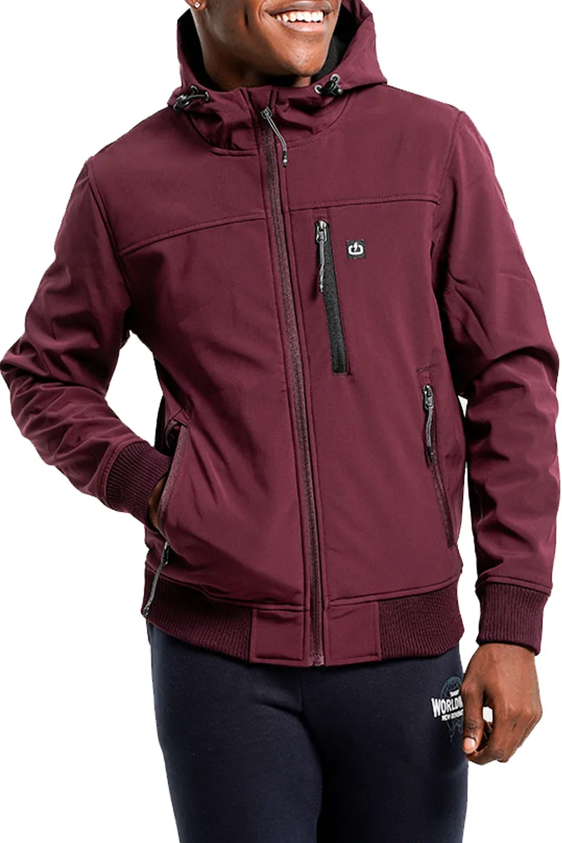Μπουφάν Emerson Soft Shell Ribbed With Hood 222.EM11.50-WINE Ανδρικό