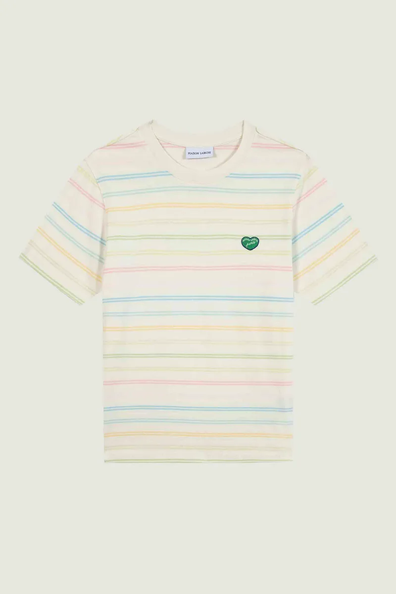 Maison Labiche γυναικείο βαμβακερό T-shirt με ριγέ σχέδιο "Patch Coeur" - ZWPOPINCOEURV Πολύχρωμο