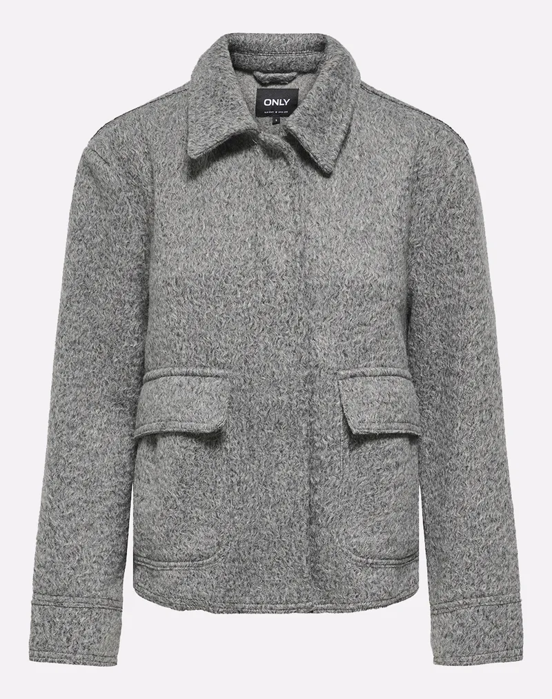 ONLY ONLSANNE BOUCLE SHORT JACKET BF OTW 15358870-Medium Grey Melange Gray