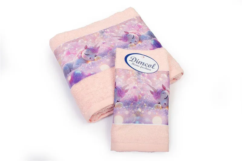 Πετσέτα Σετ 2 τεμ Με Ψηφιακή Εκτύπωση bebe Dreaming Unicorn 320 30X50,70X140 Ροζ 100% Cotton
