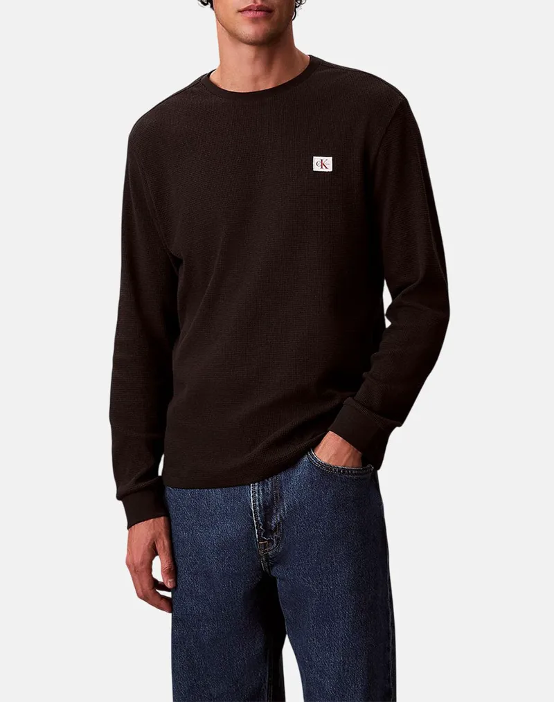 CALVIN KLEIN JEANS LS WAFFLE BADGE CREWNK TEE LV040EM217-UB1 Black