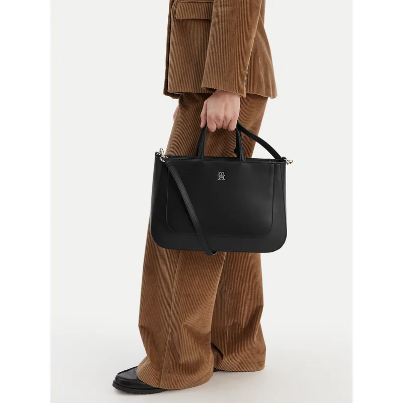 Τσάντα Tommy Hilfiger Th Glam Satchel AW0AW18145 Μαύρο