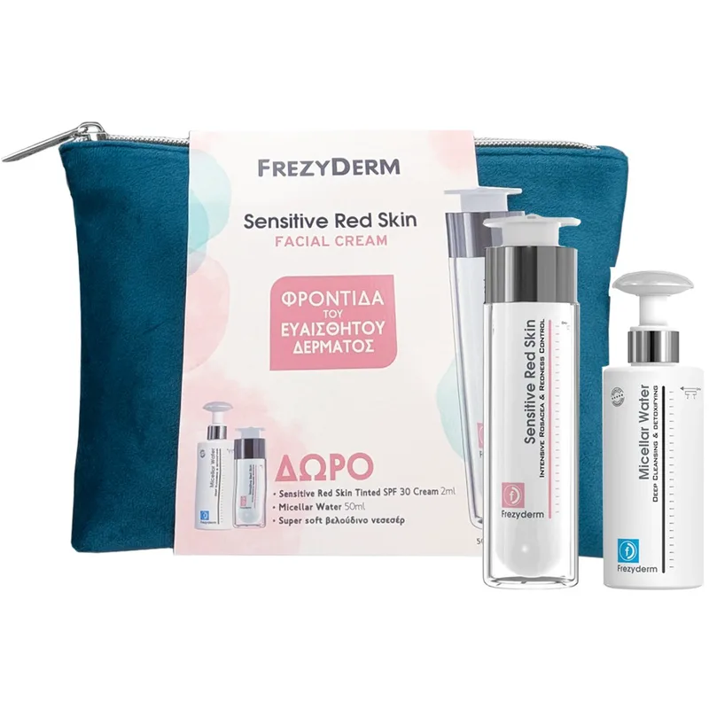 Frezyderm Promo Sensitive Red Skin Matte Facial Cream 50ml & Δώρο Micellar Water 50ml & Sensitive Red Skin Tinted Spf30 Cream 2ml & Δώρο Νεσεσέρ 1 Τεμάχιο
