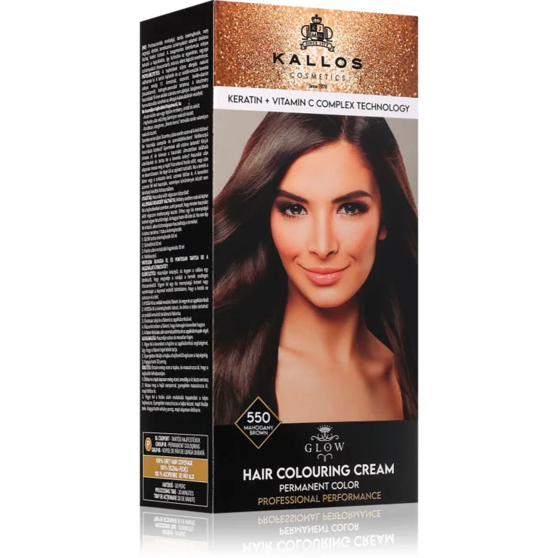 Kallos Glow Lasting Cream Colour μόνιμη βαφή μαλλιών απόχρωση Mahogany Brown 60 ml