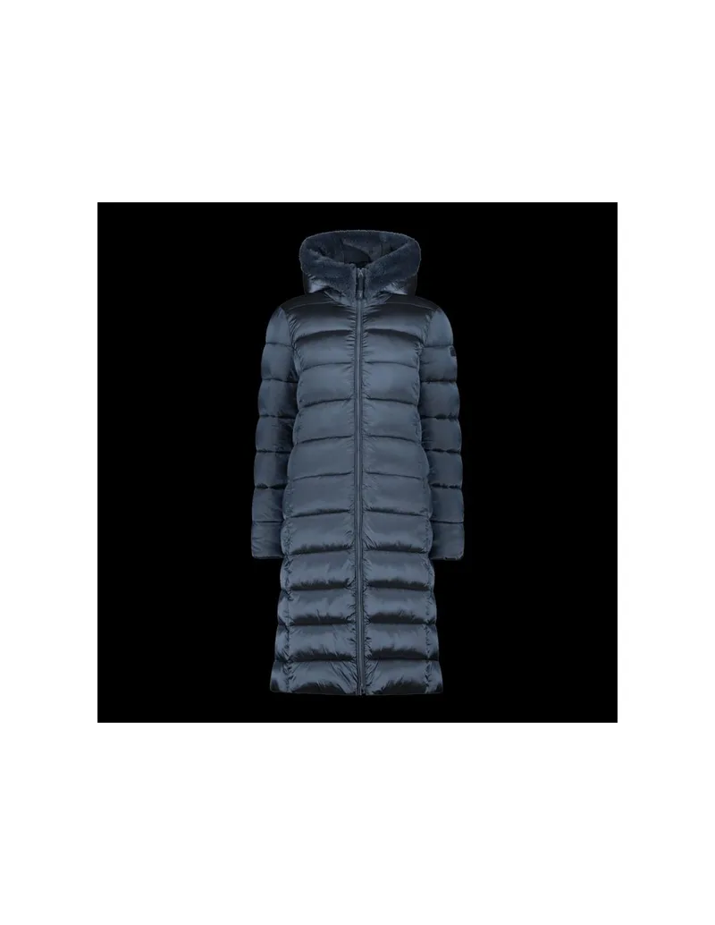 CMP women's winter jacket with hood long insulated coat navy blue 34K0046FL635