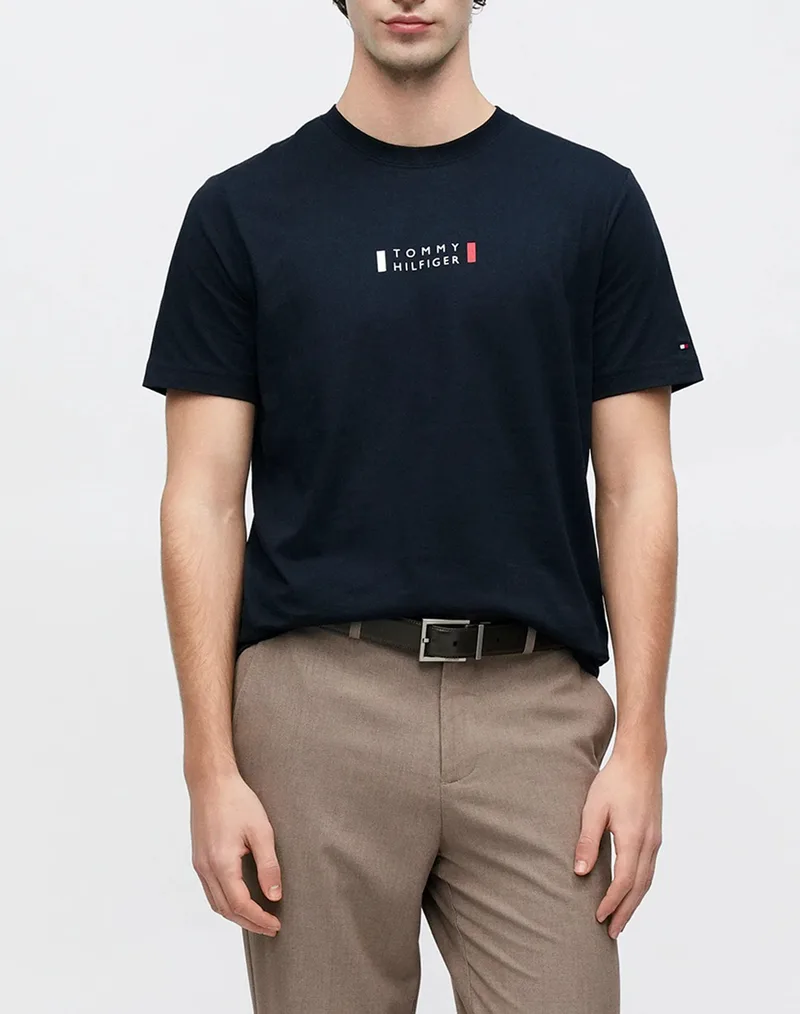 TOMMY HILFIGER BRAND LOVE SMALL CENTER TEE MW0MW41453-DW5 DarkBlue