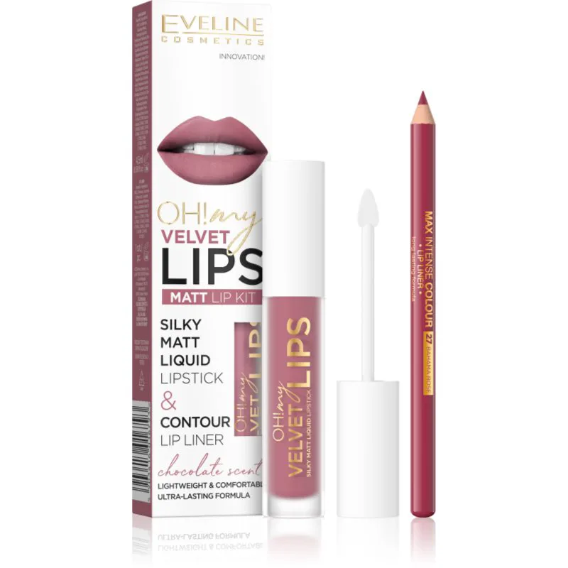 Eveline Cosmetics OH! my LIPS Velvet σετ για τα χείλη 13 Brownie Biscotti 1 τμχ