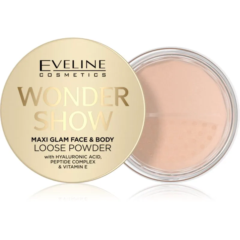 Eveline Cosmetics Wonder Show πούδρα σε σκόνη με λάμψη Για πρόσωπο και σώμα Maxi Glam 6 γρ
