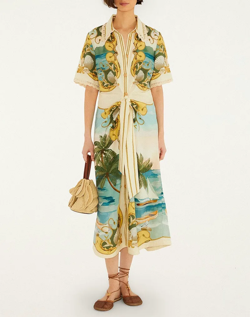 FARM RIO ROYAL SEA MULTICOLOR MIDI DRESS-ROYAL SEA MULTICOLOR 353551-26080 Multi