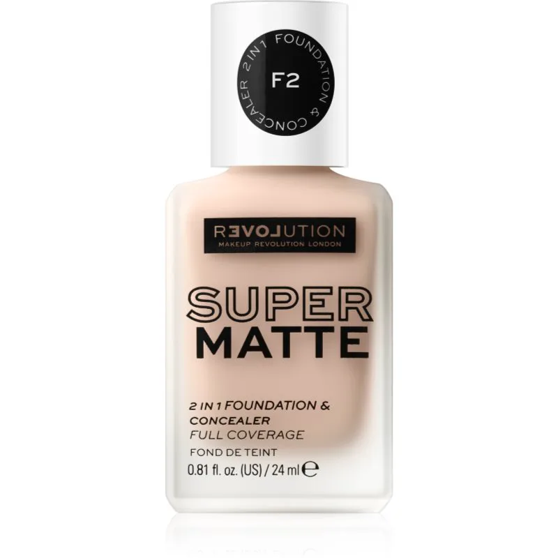 Revolution Relove Super Matte Foundation μακράς διαρκείας ματ μεικ απ απόχρωση F2 24 ml