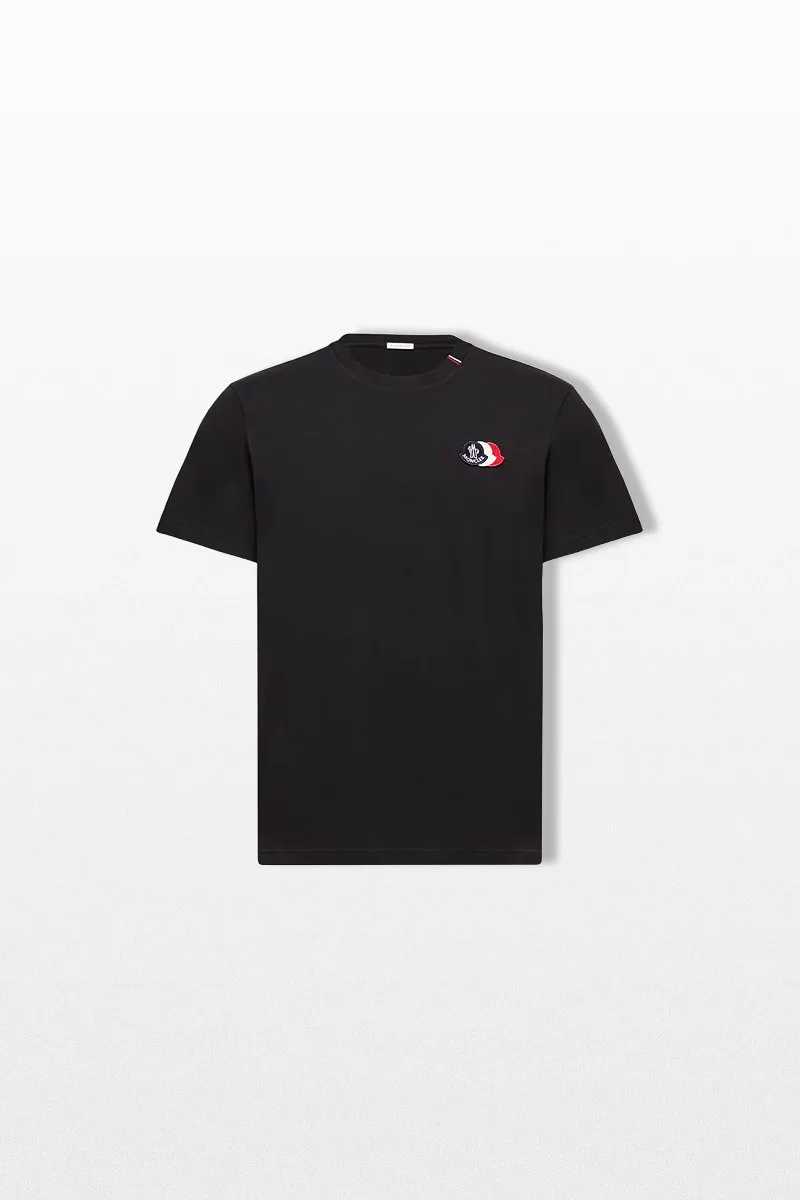 MONCLER Ανδρικό Μαύρο Embroidered Tricolor Logo T-Shirt