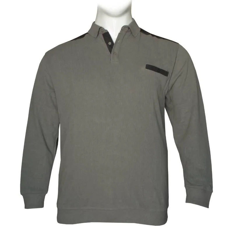 Βαμβακερό polo wool feel με τσέπη στο στήθος - Faded Battleship Grey