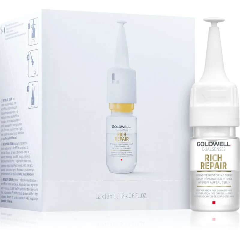 Goldwell Dualsenses Rich Repair εντατικά αποκαταστατικός ορός για ξηρά και κατεστραμμένα μαλλιά 12 x 18 ml