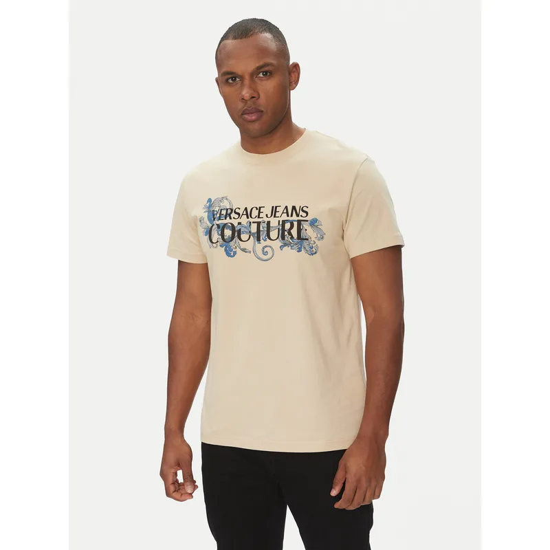 Versace Jeans Couture T-Shirt 78GAHC05 Μπεζ Regular Fit