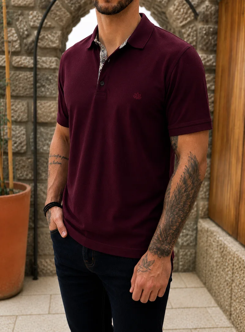 Everbest ανδρική μπορντό πικέ Polo μπλούζα Plus Size 262831