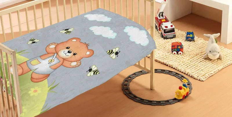 Κουβέρτα Βελουτέ Κούνιας Dimcol Teddy Bear 03 Grey 110x140