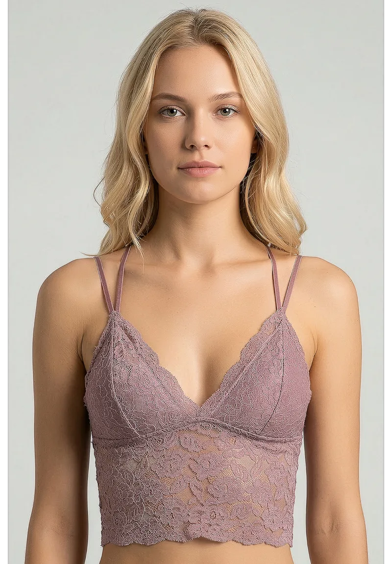 Bralette New Bra Rose Allure Δαντελένιο με Χιαστί Τιράντες Cappuccino NB338428-Καπουτσίνο