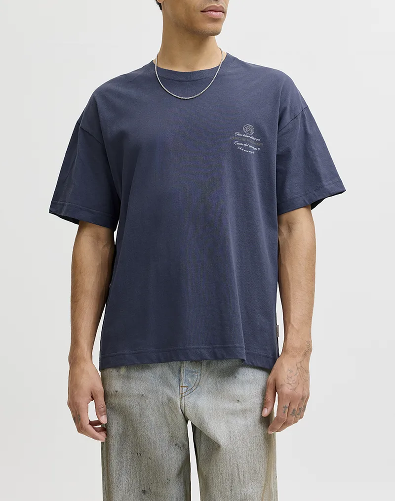 JACK&JONES JORUPSTATE GRAPHIC BACK TEE SS CN 12291667-Odyssey Gray Mixed