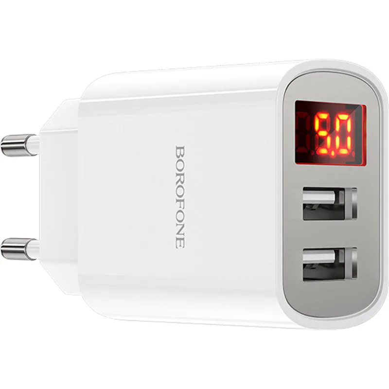 Borofone Φορτιστής Χωρίς Καλώδιο με 2 Θύρες USB-A Λευκός (BA58A)