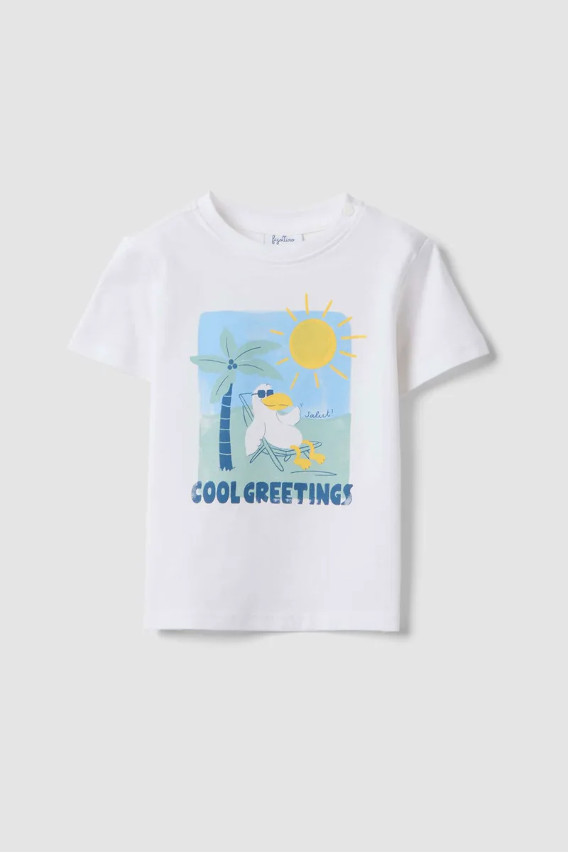 OVS βρεφικό T-shirt με print Regular Fit - 002619609 Λευκό
