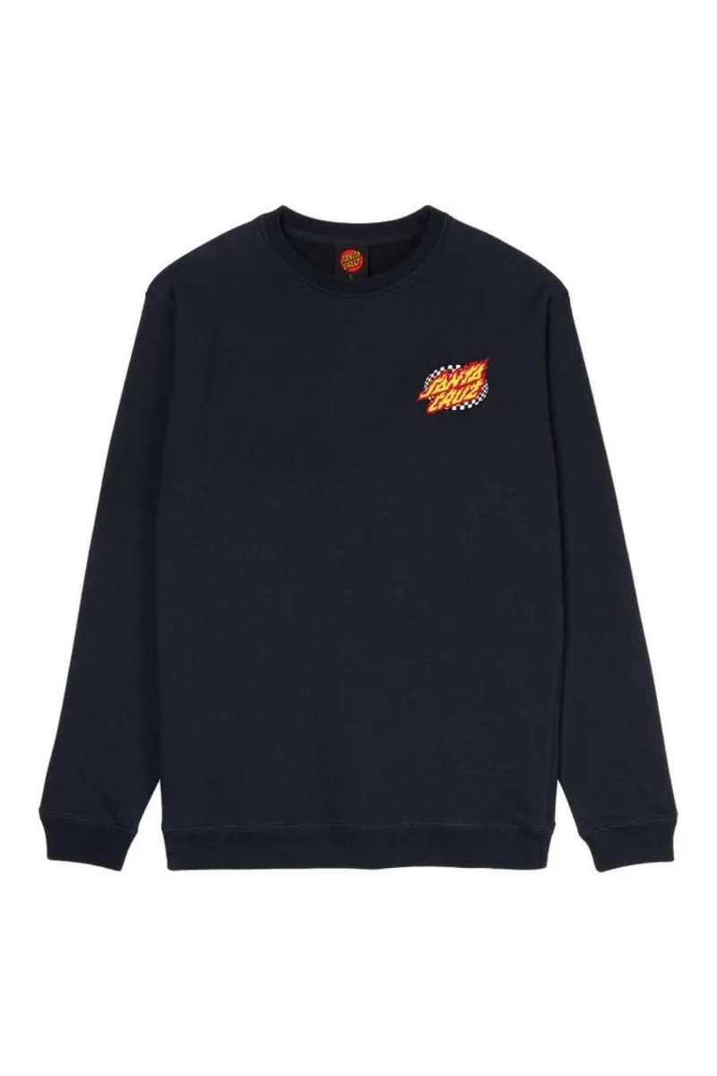 SANTA CRUZ Φούτερ λαιμόκοψη Oval Check Flame Crew - ΜΑΥΡΟ-SCA-CRW-1462-BLACK