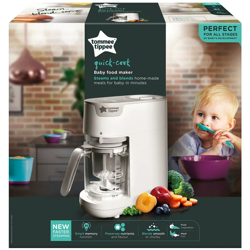 Tommee Tippee Steamer & Blender Quick Cook Baby Food Maker Κωδ 440065 Ατμομάγειρας & Μπλέντερ 2 σε 1 για την Προετοιμασία της Βρεφικής Τροφής 1 Τεμάχιο
