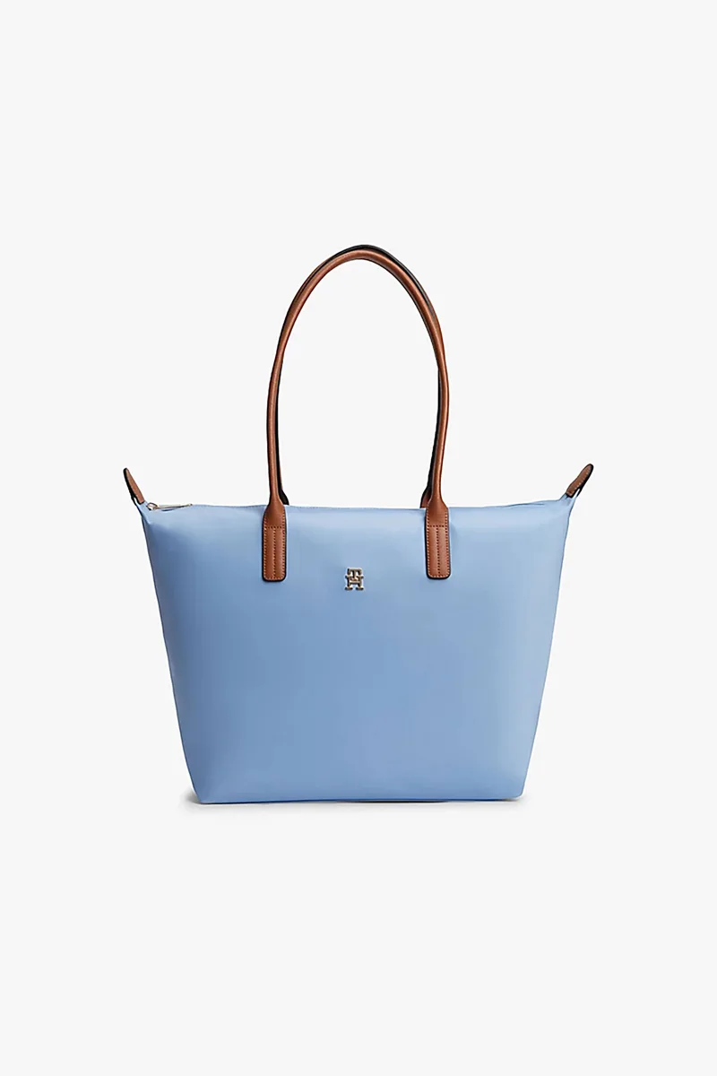 Tommy Hilfiger γυναικεία τσάντα tote με μεταλλικό μονόγραμμα "Popette" - AW0AW17711 Γαλάζιο