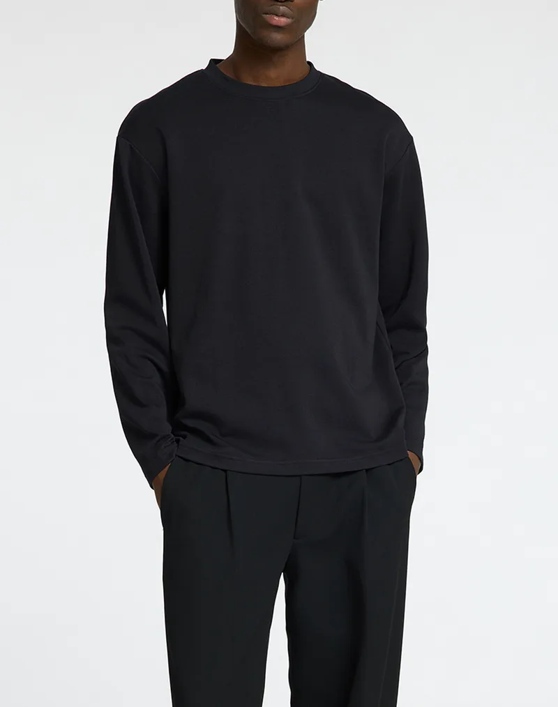 SELECTED SLHLOOSEOSCAR LS O-NECK TEE NOOS 16097847-BLACK Black