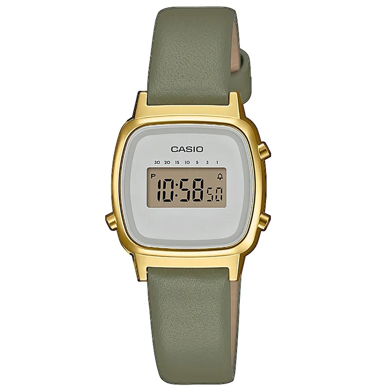 CASIO Vintage Chronograph Khaki Leather Strap LA-670WEFL-3EF