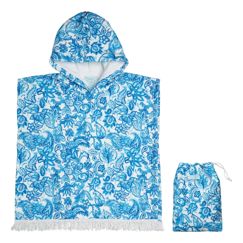 HOODED TERRY PONCHO CYCLADIC