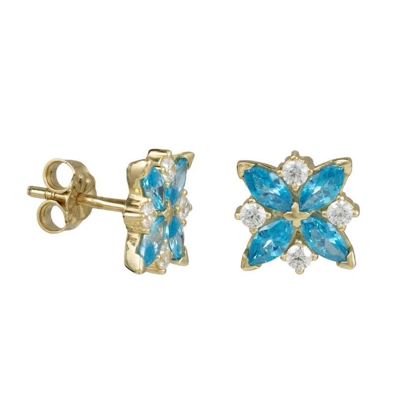 Καρφωτά σκουλαρίκια Κ14 Sparkle Flowers 053215 053215 Χρυσός 14 Καράτια