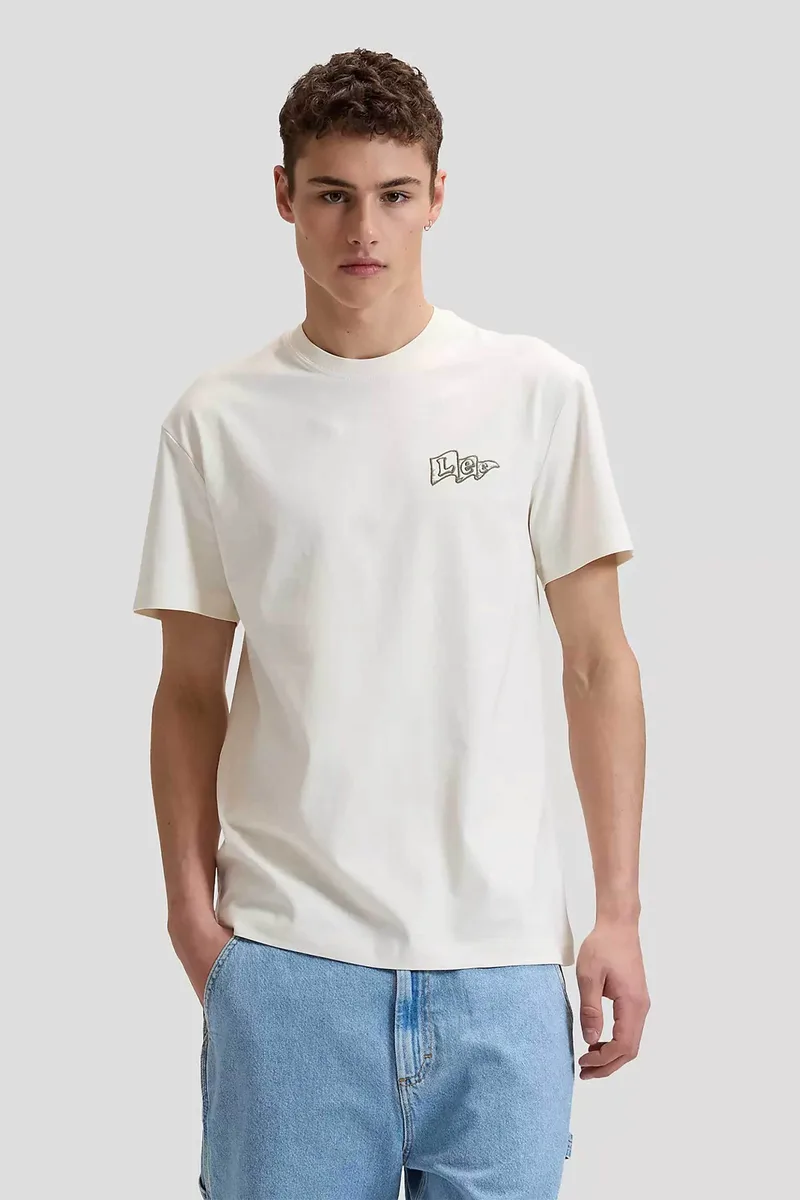 Lee® ανδρικό T-shirt με logo flag print Regular Fit - 112376394 Υπόλευκο