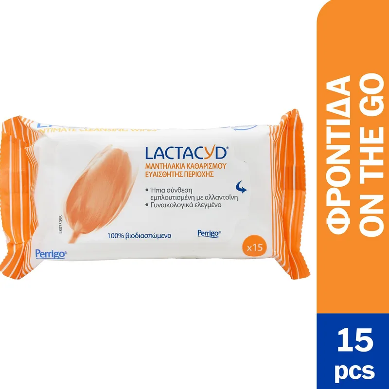 Lactacyd Moist Wipes Μαντηλάκια Καθαρισμού Ευαίσθητης Περιοχής 15τμχ