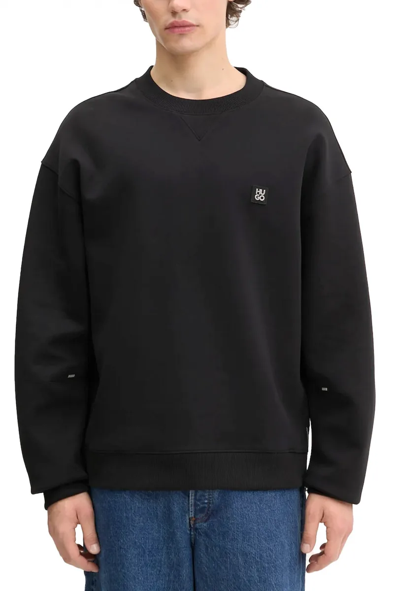 HUGO ΦΟΥΤΕΡ CREWNECK DARGENCREW LOGO ΜΕΤΑΛΛΙΚΟ ΦΕΡΜΟΥΑΡ ΚΑΤΩ ΜΑΥΡΟ