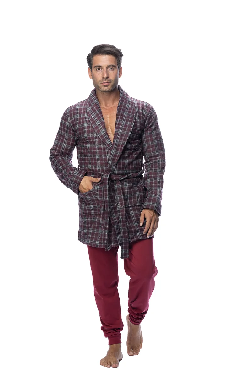 Ανδρική ρόμπα fleece με γιακά και τσέπες-ΠΛΦ212