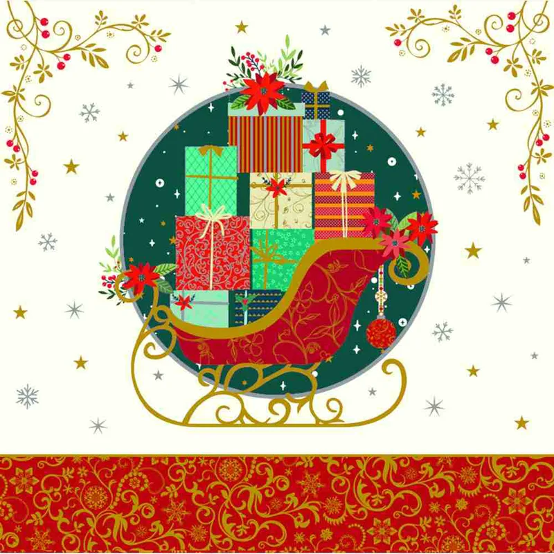 Pictura Xmas Arabesque Κάρτα Τρίπτυχη Έλκυθρο με Δώρα