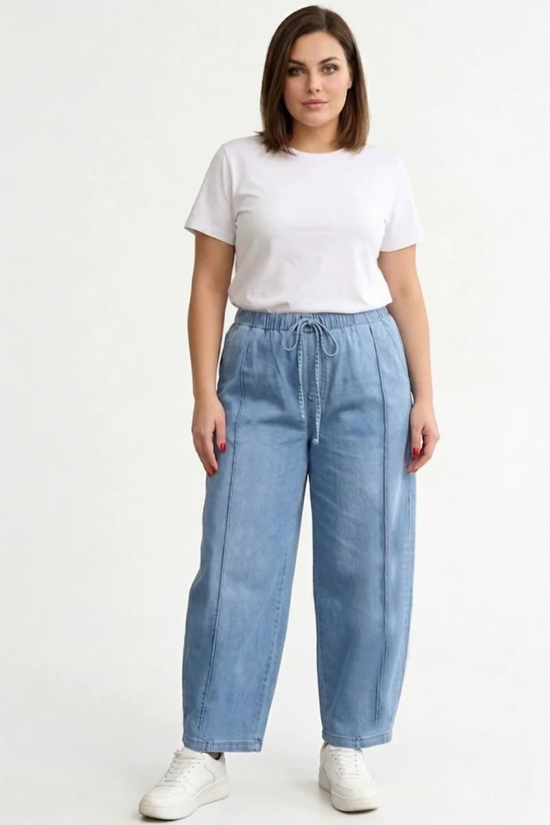 Παντελόνι cupro barrel σε denim light blue χρώμα