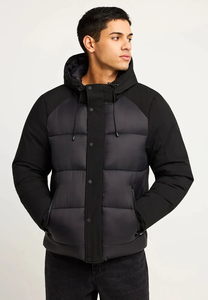 Funky Buddha Ανδρικό puffer μπουφάν με κουκούλα FBM012-032-01 Μαύρο