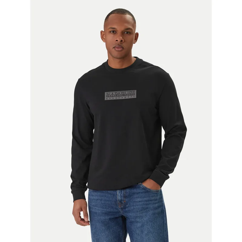 Napapijri Longsleeve S-Box Logo NP0A8BC5 Μαύρο Regular Fit