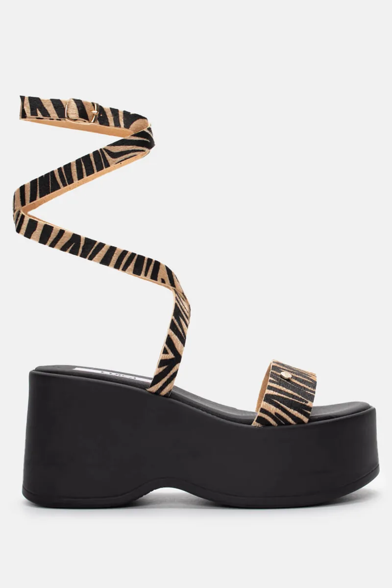 LUIGI DESIGN - Πλατφόρμες με Χιαστί Μπαρέτα - Zebra-Μπέζ