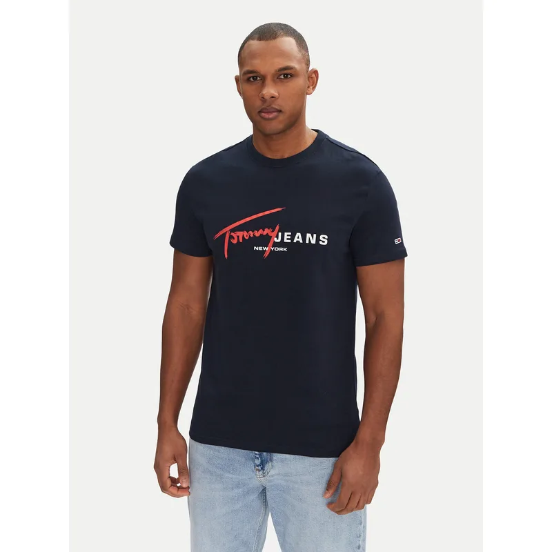 Tommy Jeans T-Shirt Signature Dna DM0DM20817 Σκούρο μπλε Regular Fit