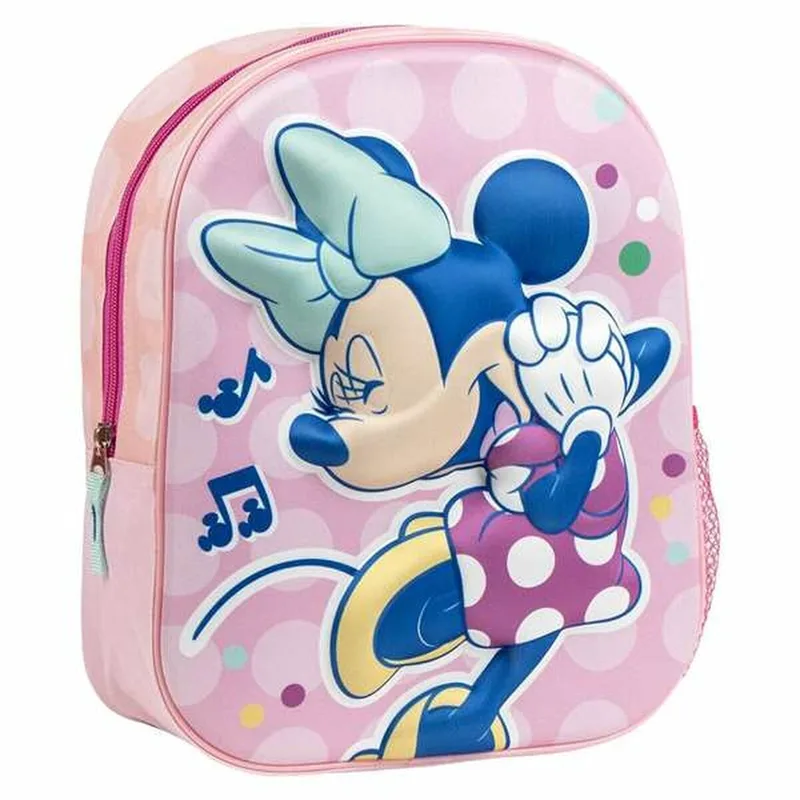 Disney Minnie Music 3D Σχολική Τσάντα Πλάτης Δημοτικού 31x25x10 cm Ροζ
