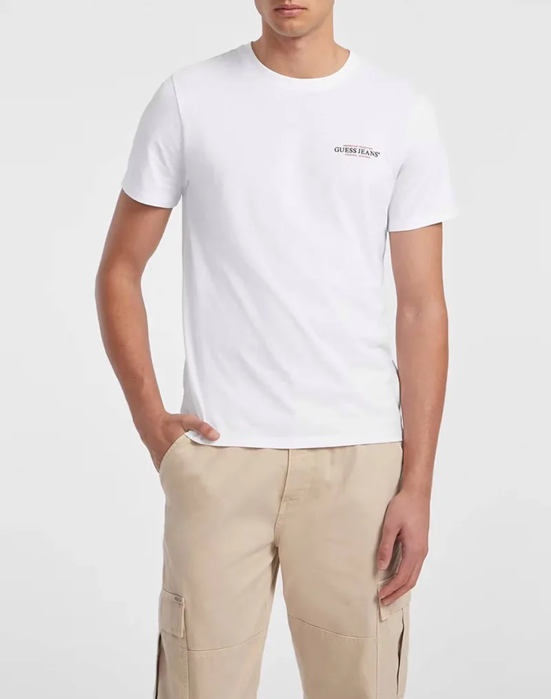 GUESS JEANS GJ SS CN SLIM AMERICAN TR TEE ΜΠΛΟΥΖΑ ΑΝΔΡΙΚΟ M4YI55K8HM0-G011 White