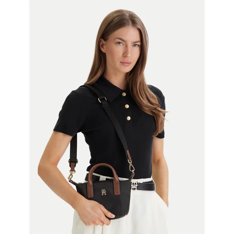 Τσάντα Tommy Hilfiger Popette Micro Tote AW0AW18368 Μαύρο