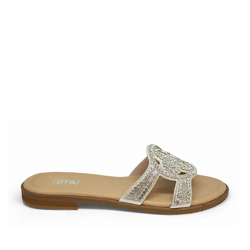 Bigshoes GA0208-04 Δερμάτινη Παντόφλα Ασημί