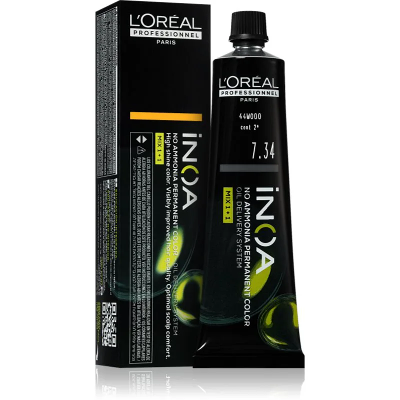 L’Oréal Professionnel Inoa μόνιμη βαφή μαλλιών χωρίς αμμωνία απόχρωση 7.34 60 ml