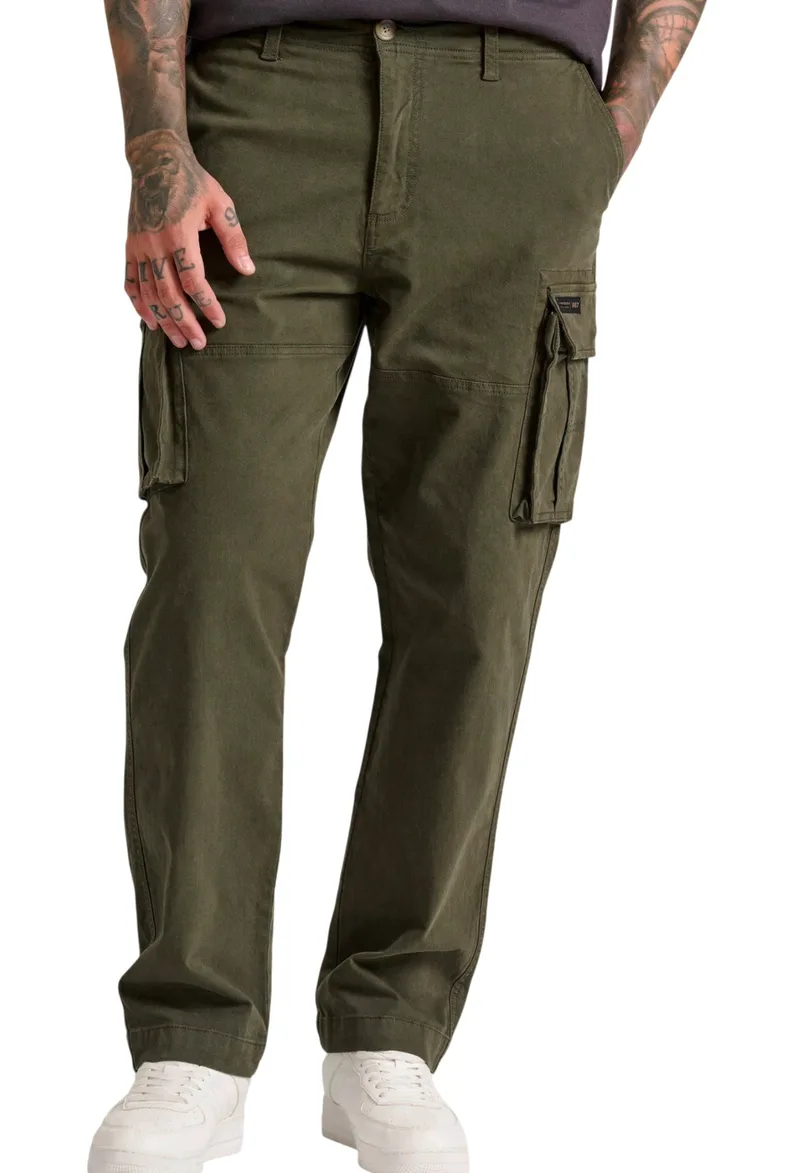 Παντελόνι Υφασμάτινο Funky Buddha Loose Fit Cargo FBM010-038-02-DK MOSS Ανδρικό